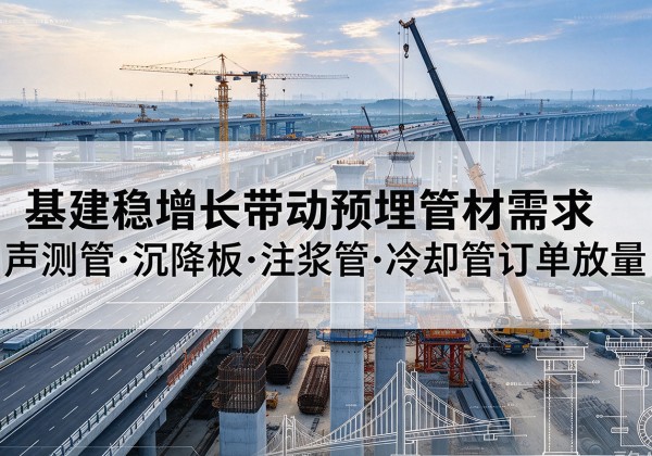 巴州基建稳增长带动预埋监测管材需求，声测管、沉降板、注浆管订单持续放量